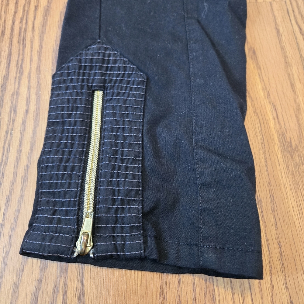 Jaanuu Black Scrub Moto Pants Gold Zippers Pockets Esthetician Nurse Scrubs XS - Picture 6 of 11